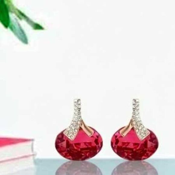 2/$40 Ladies Red Crystal Earrings  - Picture 2 of 11
